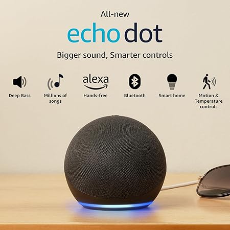 Amazon Echo Dot (5th Gen) | Smart speaker with Bigger sound, Motion Detection, Temperature Sensor, Alexa and Bluetooth