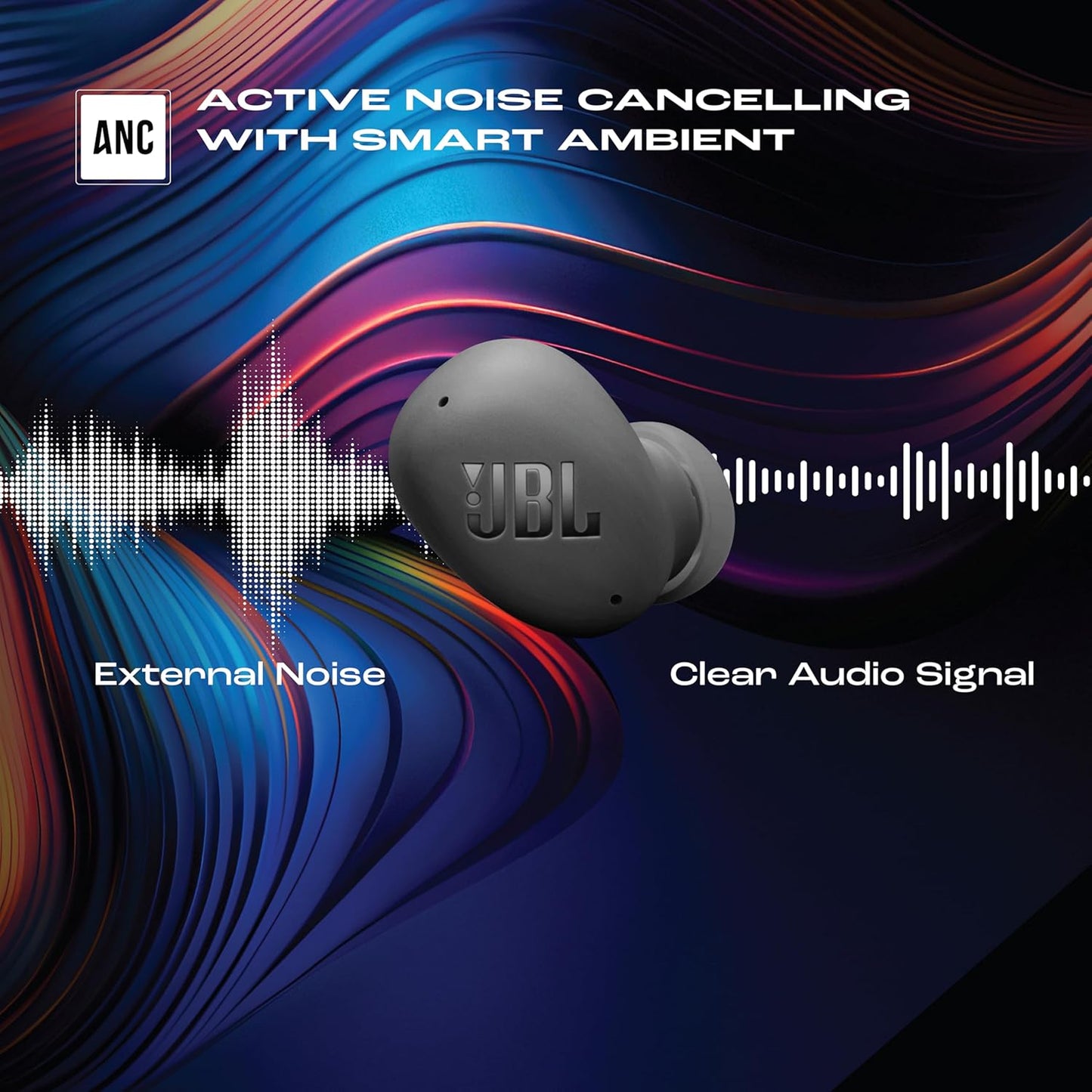 JBL Wave Buds 2 Ear Buds Wireless BluetoothV5.3, Active Noise Cancellation EarBuds,Multi Connect, App for Customized Extra Bass Eq, Relax Mode,Speed Charge, 40H Playback, Fast Pair, 4 Mics,IP54