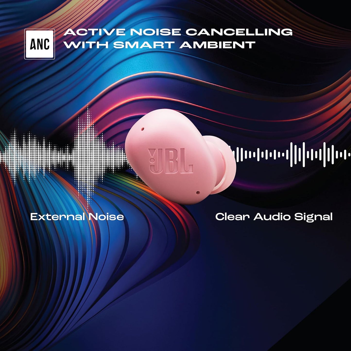 JBL Wave Buds 2 Ear Buds Wireless BluetoothV5.3, Active Noise Cancellation EarBuds,Multi Connect, App for Customized Extra Bass Eq, Relax Mode,Speed Charge, 40H Playback, Fast Pair, 4 Mics,IP54