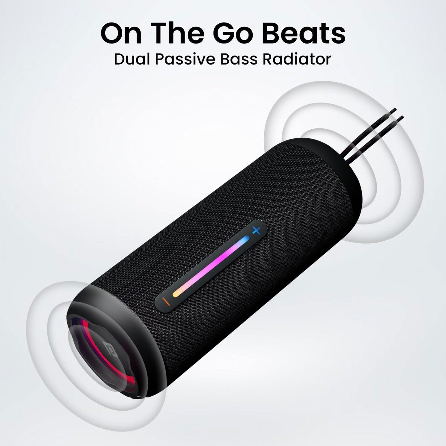 Portronics Breeze 5 25W Portable Wireless Bluetooth Speaker with in Built Mic,6 Hrs Playtime,RGB LEDs,TWS Mode,BT 5.3v,USB Drive,SD Card,AUX in,FM Radio,IPX5 Water Resistant,Type C Charging(Black)