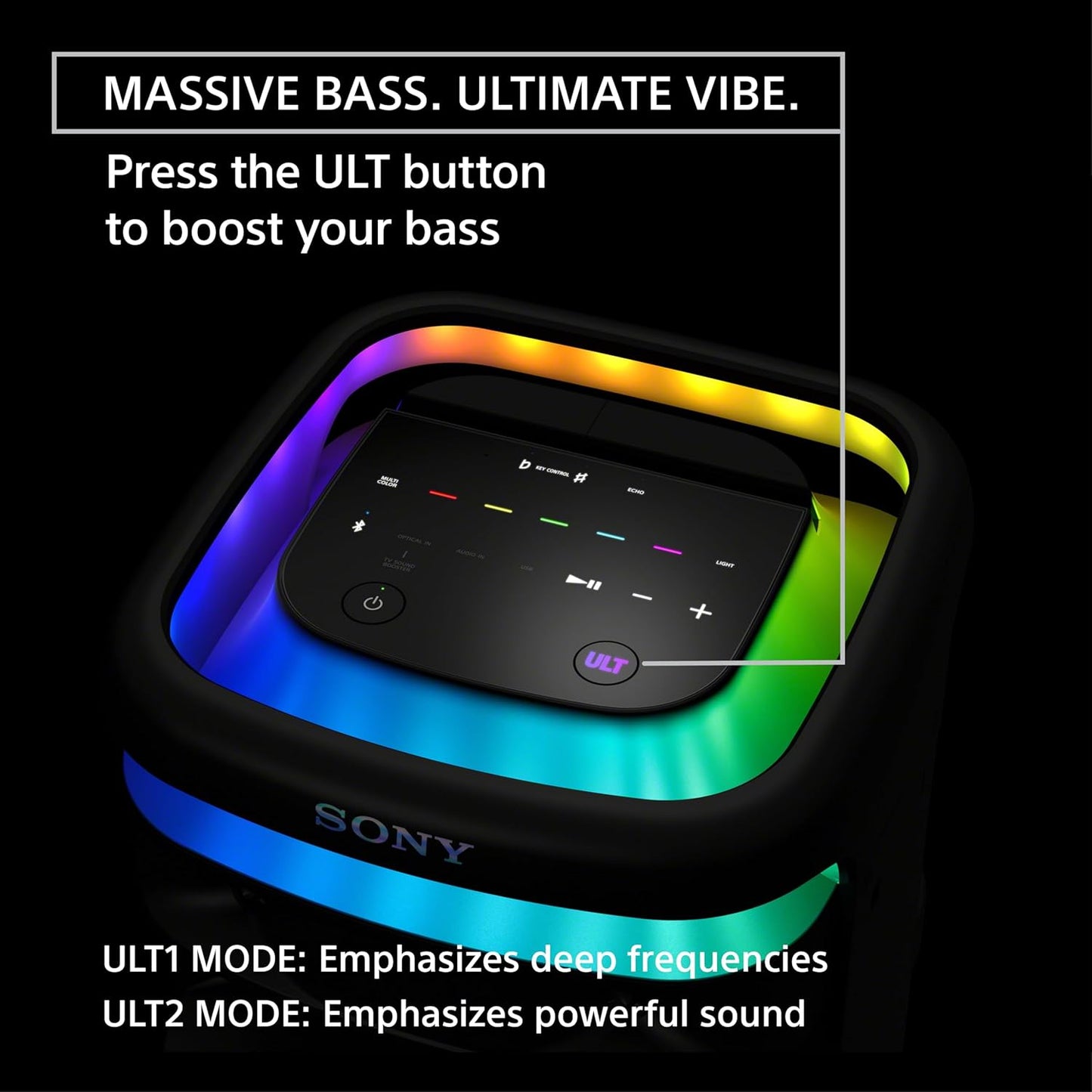 SONY New Launch ULT Tower 10 Party Speaker with ULT Button(2 Modes) for Massive Bass and Powerful Sound, 360 Sound & Party Lights, Wireless Mic for Karaoke, Bluetooth, Touch Panel, TV Sound Booster