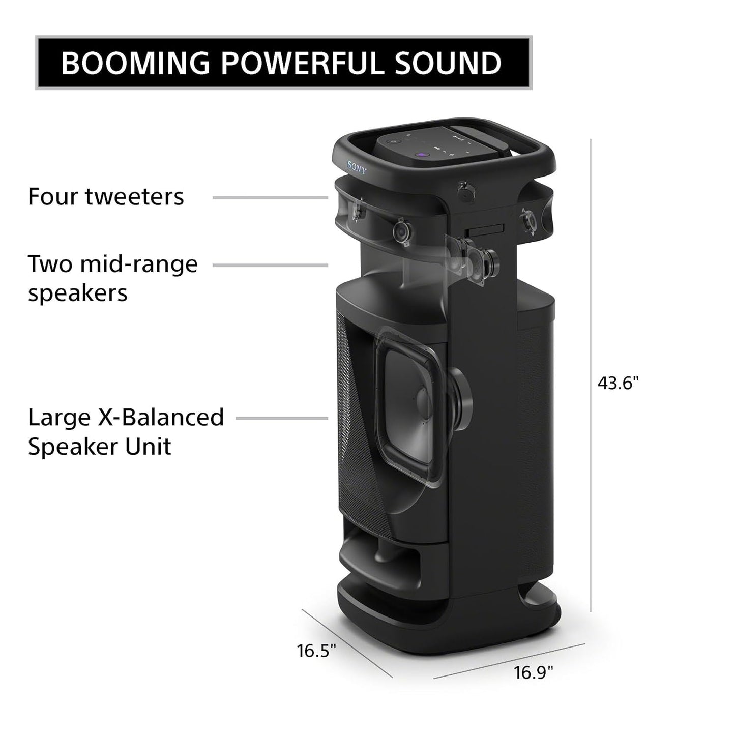 SONY New Launch ULT Tower 10 Party Speaker with ULT Button(2 Modes) for Massive Bass and Powerful Sound, 360 Sound & Party Lights, Wireless Mic for Karaoke, Bluetooth, Touch Panel, TV Sound Booster