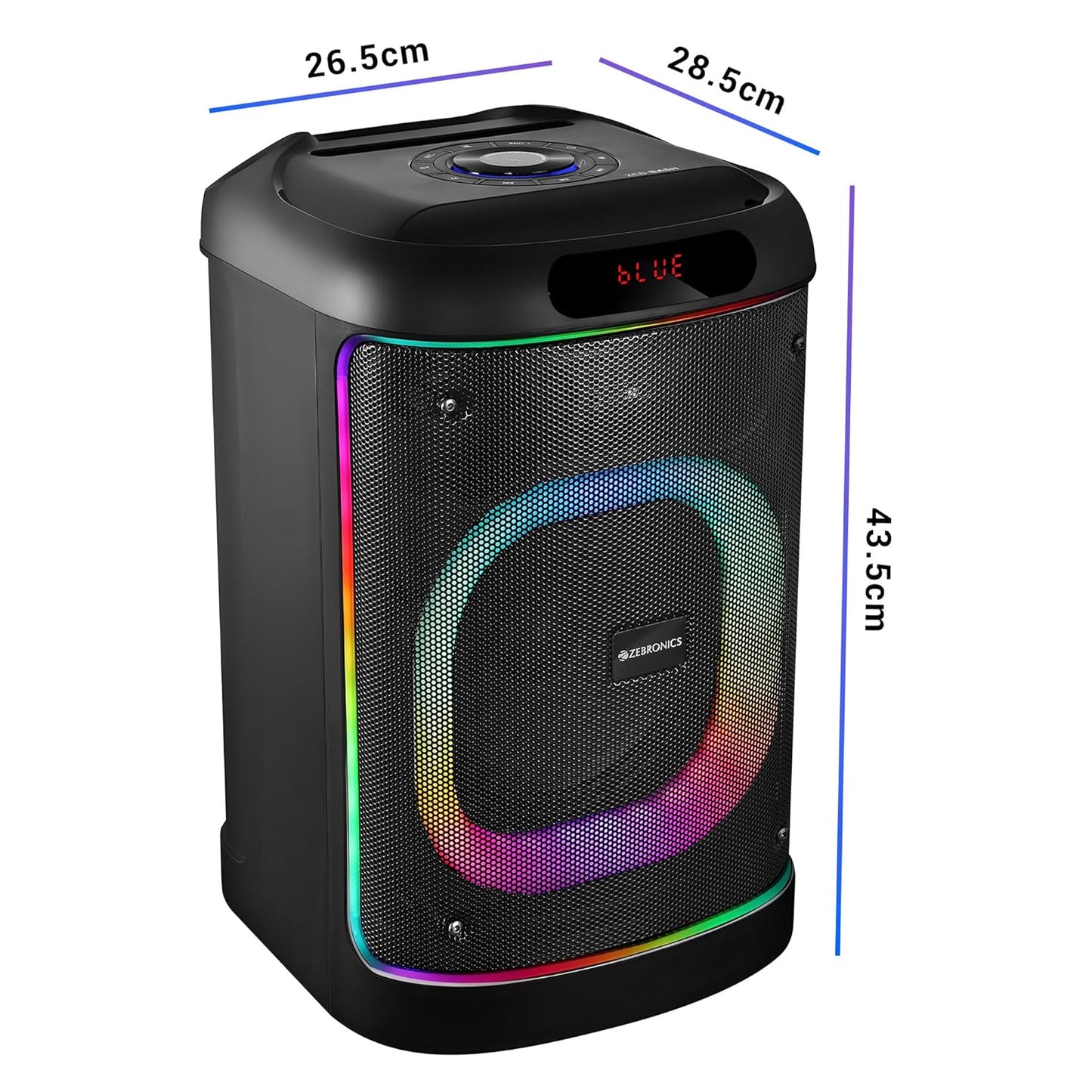 ZEBRONICS BASH Portable Bluetooth Speaker, 60W RMS, 20.32cm Full Range, Upto 6 Hours Playback, BTv5.0 | USB | mSD | AUX | TWS, RGB LED, Karaoke, Included Voice Changing Wireless Microphone
