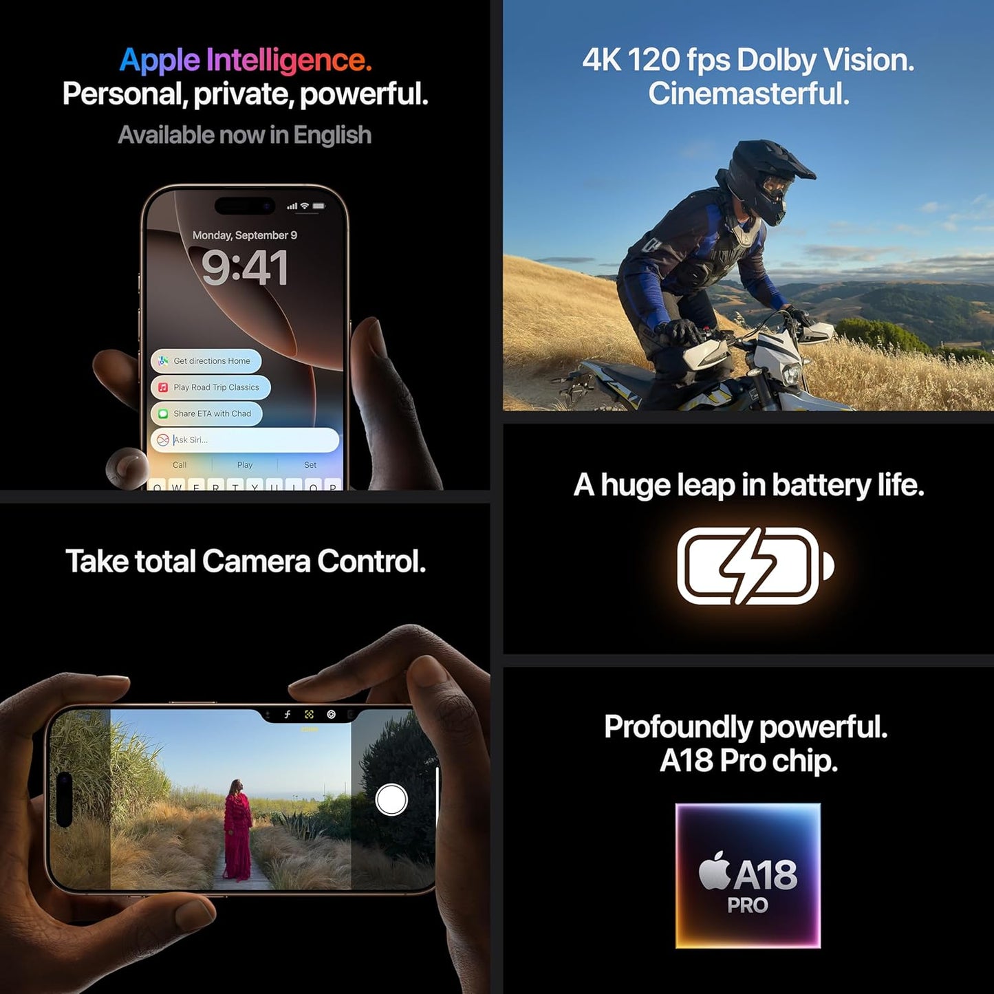 iPhone 16 Pro 256 GB: 5G Mobile Phone with Camera Control, 4K 120 fps Dolby Vision and a Huge Leap in Battery Life. Works with AirPods; Black Titanium