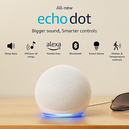 Amazon Echo Dot (5th Gen) | Smart speaker with Bigger sound, Motion Detection, Temperature Sensor, Alexa and Bluetooth