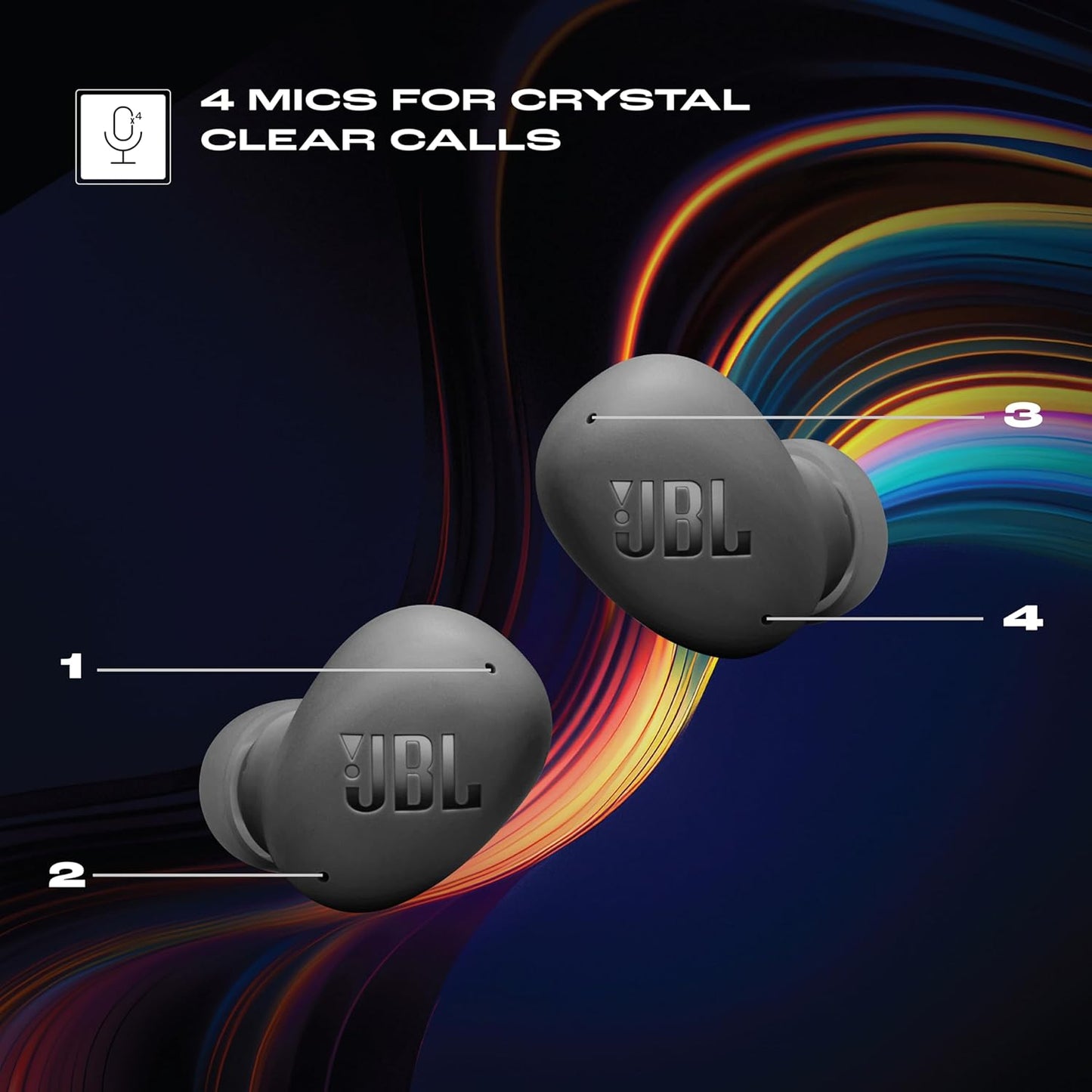 JBL Wave Buds 2 Ear Buds Wireless BluetoothV5.3, Active Noise Cancellation EarBuds,Multi Connect, App for Customized Extra Bass Eq, Relax Mode,Speed Charge, 40H Playback, Fast Pair, 4 Mics,IP54