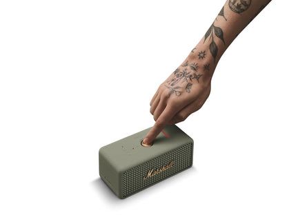 Marshall Emberton III Compact Portable Bluetooth Speaker with 32+ Hours of Playtime, (360° Sound), Dust & Waterproof (IP67) – Black & Brass