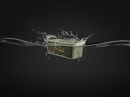 Marshall Emberton III Compact Portable Bluetooth Speaker with 32+ Hours of Playtime, (360° Sound), Dust & Waterproof (IP67) – Black & Brass