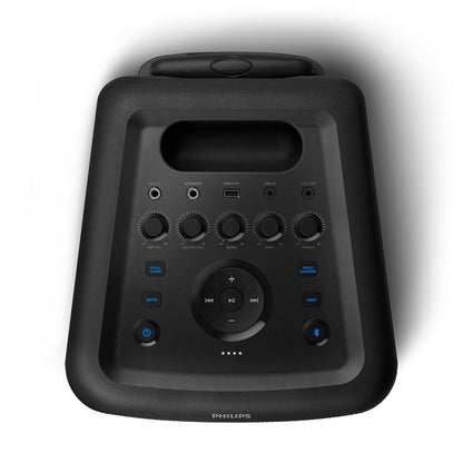 PHILIPS Party Speaker TAX5206, 160W Output, 14 hrs Playtime, 2X 8 Woofer & 2 x 2.5 Tweeter, Guitar & Mic Input, Party Lights, Trolley with Wheels (Black)