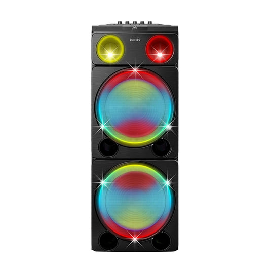 PHILIPS TAX5509 Bluetooth Wireless Party Speaker with 260W Output, Powerful Bass, DJ & Karaoke Effects, Full-Speaker Rainbow Lights, Shake The Room Sound (Black)