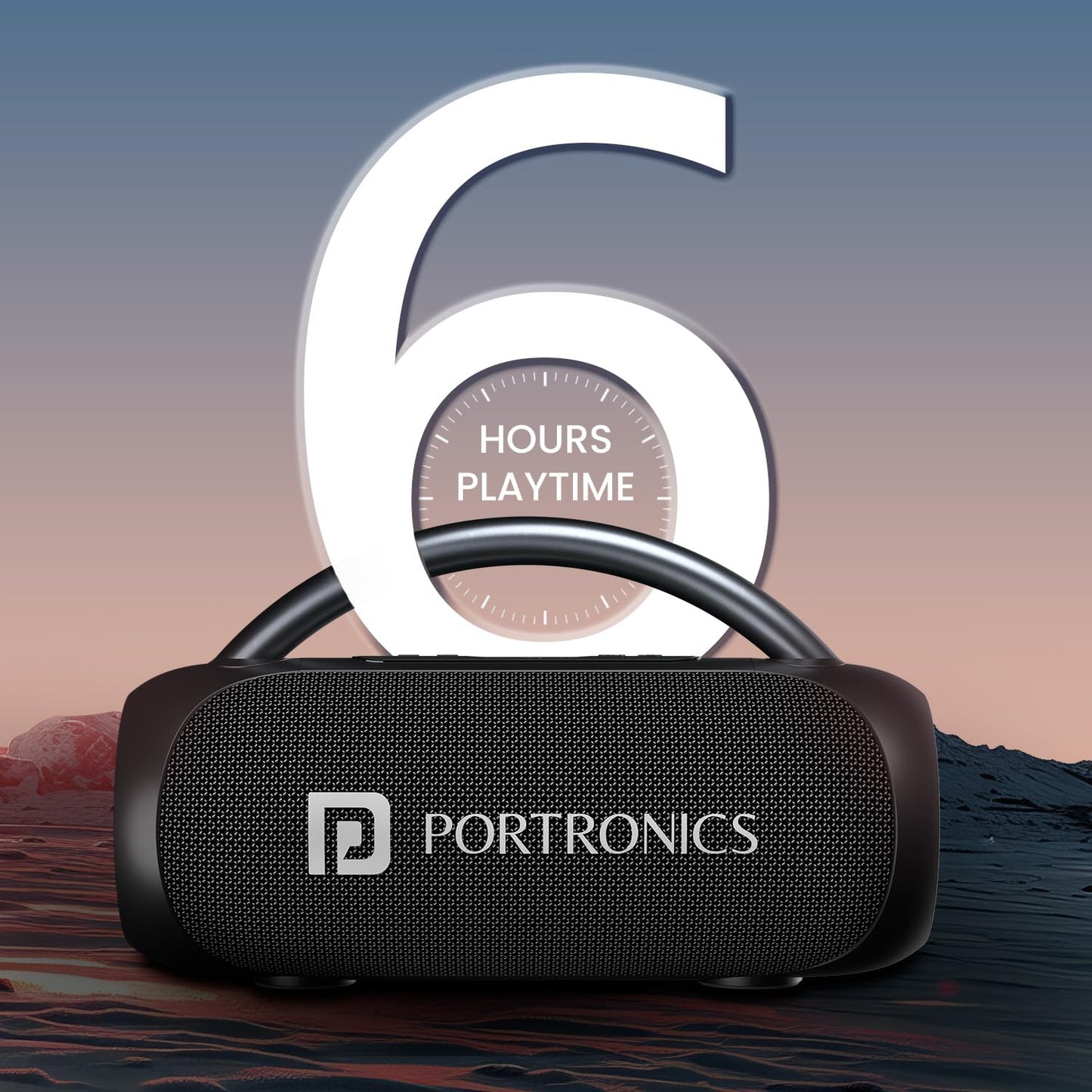 Portronics 30W Radiant 2 Portable Bluetooth Speaker with Wireless Karaoke Mic,6 Hour Playtime,HD Clarity Sound, Dual Driver, RGB LEDs, TWS Mode, BT5.3v, USB Drive, Aux in, Type C Fast Charging(Black)