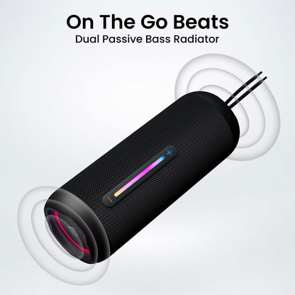 Portronics Breeze 5 25W Portable Wireless Bluetooth Speaker with in Built Mic,6 Hrs Playtime,RGB LEDs,TWS Mode,BT 5.3v,USB Drive,SD Card,AUX in,FM Radio,IPX5 Water Resistant,Type C Charging(Black)