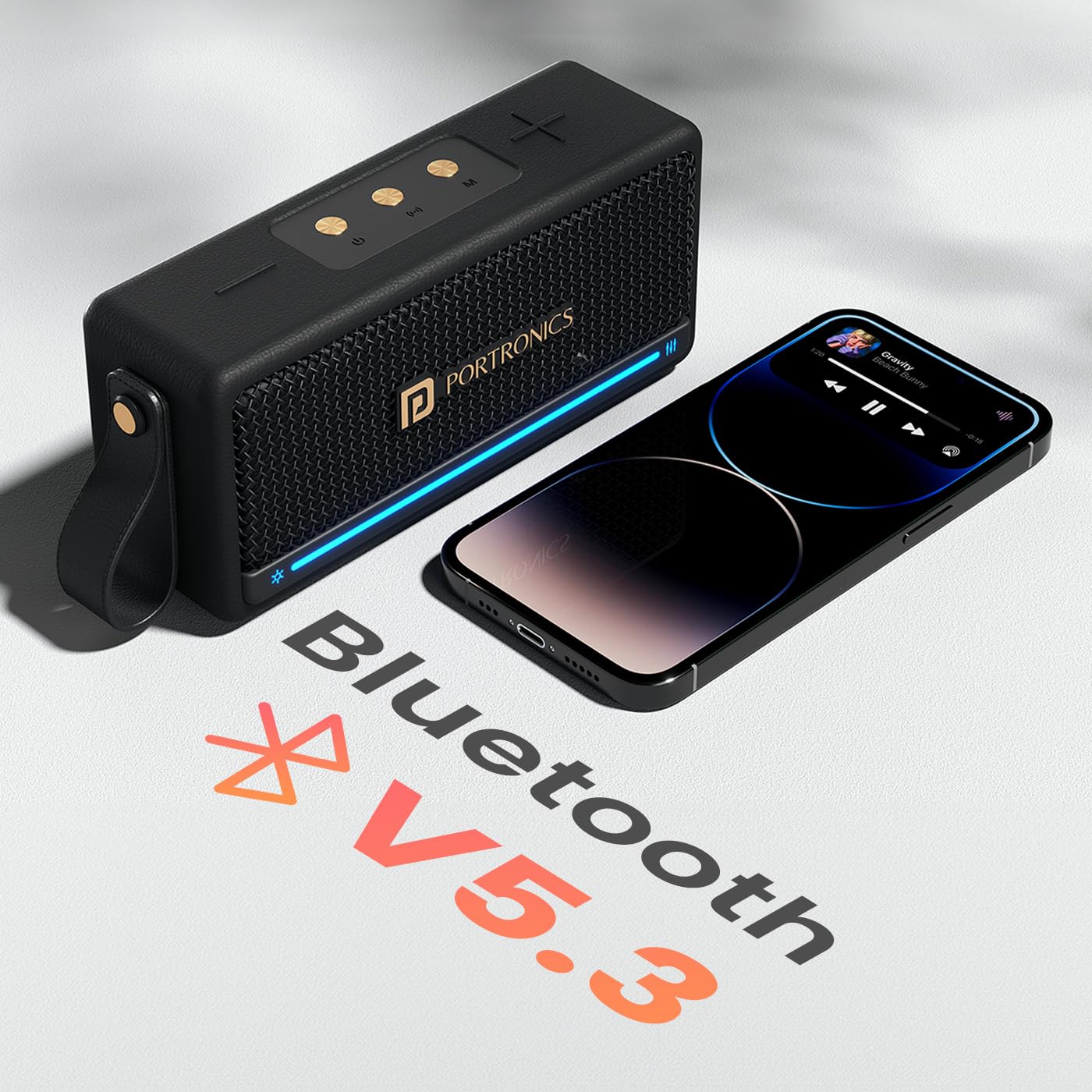Portronics Harmony Mini 25W HD Premium Portable Bluetooth Speaker with Subwoofer, EQ Adjustment, 6 Hours Playtime, in-Built Mic,TWS Mode,RGB Lights, Bluetooth V5.3, Type C Fast Charging(Black)