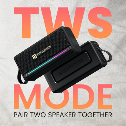 Portronics Harmony Mini 25W HD Premium Portable Bluetooth Speaker with Subwoofer, EQ Adjustment, 6 Hours Playtime, in-Built Mic,TWS Mode,RGB Lights, Bluetooth V5.3, Type C Fast Charging(Black)