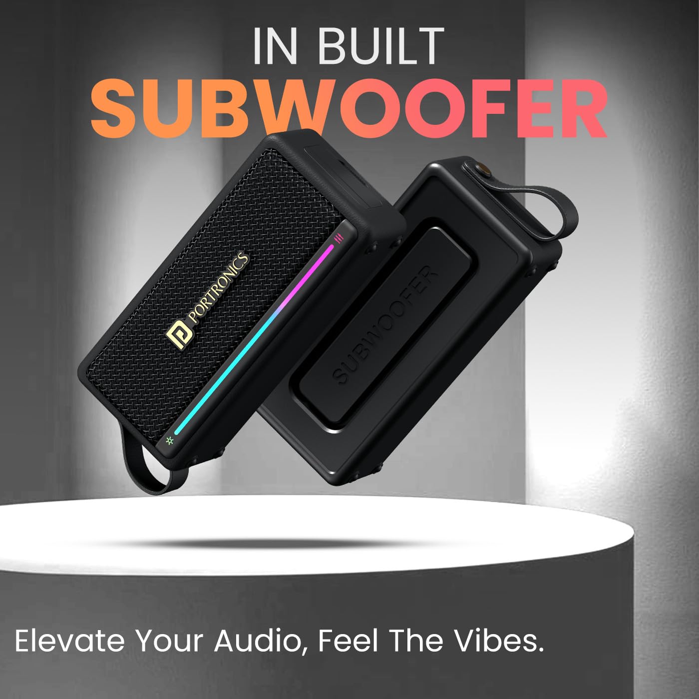 Portronics Harmony Mini 25W HD Premium Portable Bluetooth Speaker with Subwoofer, EQ Adjustment, 6 Hours Playtime, in-Built Mic,TWS Mode,RGB Lights, Bluetooth V5.3, Type C Fast Charging(Black)