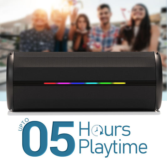 Portronics Nova 40W Portable Bluetooth Speaker with Dual Passive Radiator, Upto 5 Hours Playtime, RGB LED Lights, Bluetooth 5.3V, TWS Mode, Handsfree Calling, USB/AUX in Port, Type C Charging(Black)