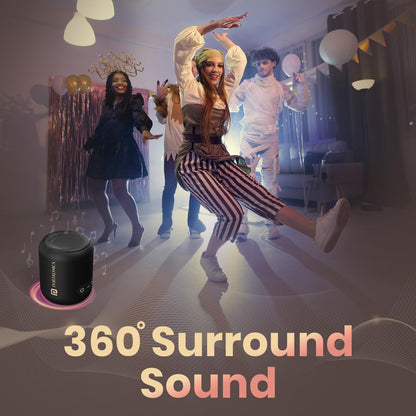Portronics SoundDrum 1 12W TWS Portable Bluetooth Speaker with Powerful Bass, Bluetooth 5.3V, 360° Surround Sound, USB Drive in, Type C Fast Charging(Black)