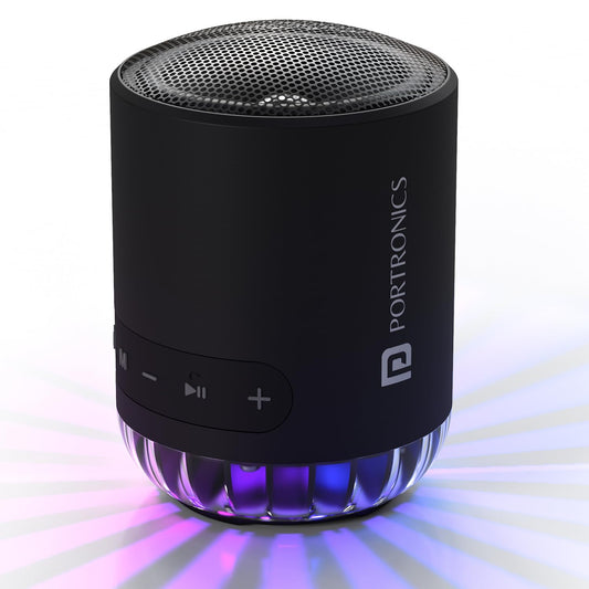 Portronics Soundpot Pro 20W Portable Bluetooth Speaker with in Built Mic, Immersive Sound, Upto 5 Hours Playtime, Ambient LED Light, TWS Mode, Bluetooth V5.3, USB Port, Type C Fast Charging(Black)