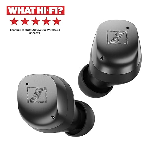 Sennheiser MOMENTUM True Wireless 4 Earbuds, BTv5.4 with Auracast, TrueResponse Drivers, Adaptive ANC, Anti‑Wind + Transparency Modes, 30 Hrs Battery, Qi Fast Charge, 6‑Mics, 2Y Warranty