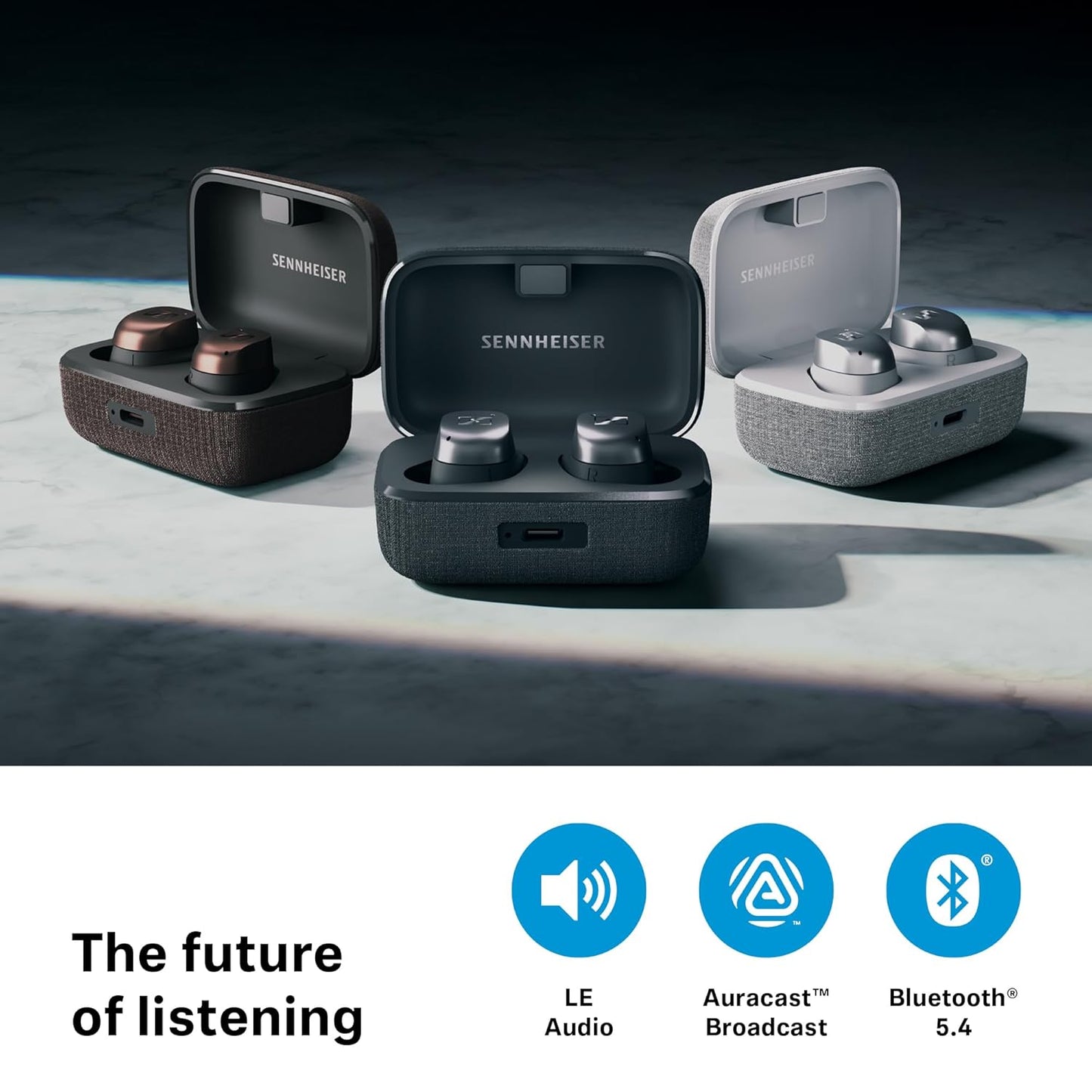 Sennheiser MOMENTUM True Wireless 4 Earbuds, BTv5.4 with Auracast, TrueResponse Drivers, Adaptive ANC, Anti‑Wind + Transparency Modes, 30 Hrs Battery, Qi Fast Charge, 6‑Mics, 2Y Warranty