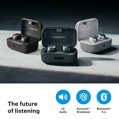Sennheiser MOMENTUM True Wireless 4 Earbuds, BTv5.4 with Auracast, TrueResponse Drivers, Adaptive ANC, Anti‑Wind + Transparency Modes, 30 Hrs Battery, Qi Fast Charge, 6‑Mics, 2Y Warranty