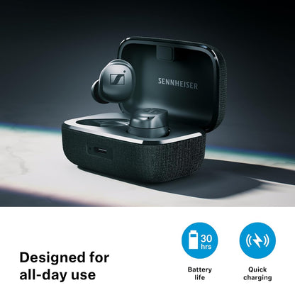 Sennheiser MOMENTUM True Wireless 4 Earbuds, BTv5.4 with Auracast, TrueResponse Drivers, Adaptive ANC, Anti‑Wind + Transparency Modes, 30 Hrs Battery, Qi Fast Charge, 6‑Mics, 2Y Warranty