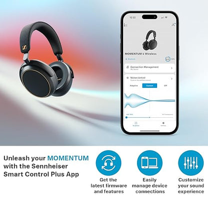 Sennheiser Momentum 4 Wireless Over Ear Headphones, German Design, ANC, 60h Battery, Customizable Sound, 4 Digital Mics for Crystal-Clear Calls, Multipoint Connectivity, 2 Yr Warranty