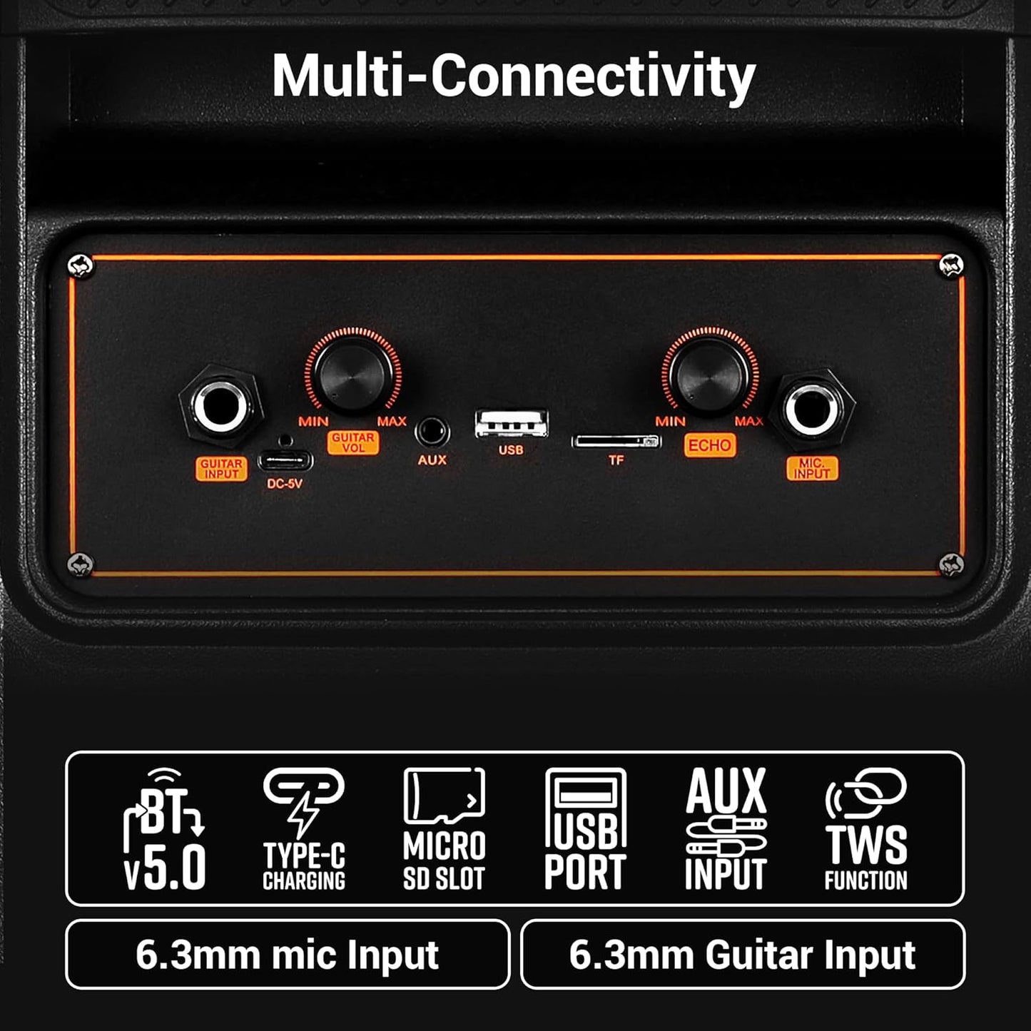 ZEBRONICS BASH Portable Bluetooth Speaker, 60W RMS, 20.32cm Full Range, Upto 6 Hours Playback, BTv5.0 | USB | mSD | AUX | TWS, RGB LED, Karaoke, Included Voice Changing Wireless Microphone
