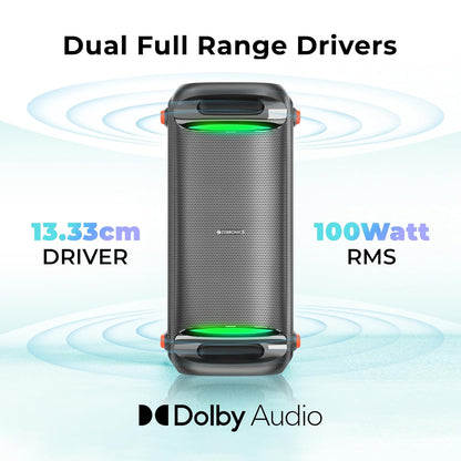 ZEBRONICS Roxor 100W Multi-Connectivity Bluetooth, HDMI ARC, Optical, USB, AUX in-Out Speaker with Dolby Audio, Wireless UHF MIC, and Karaoke, TWS, LED Lights, and Recording Function