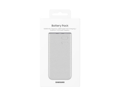 Samsung Galaxy 10000mAh Power Bank, 25W Fast Charging, Dual Output, Quick Charge, Beige
