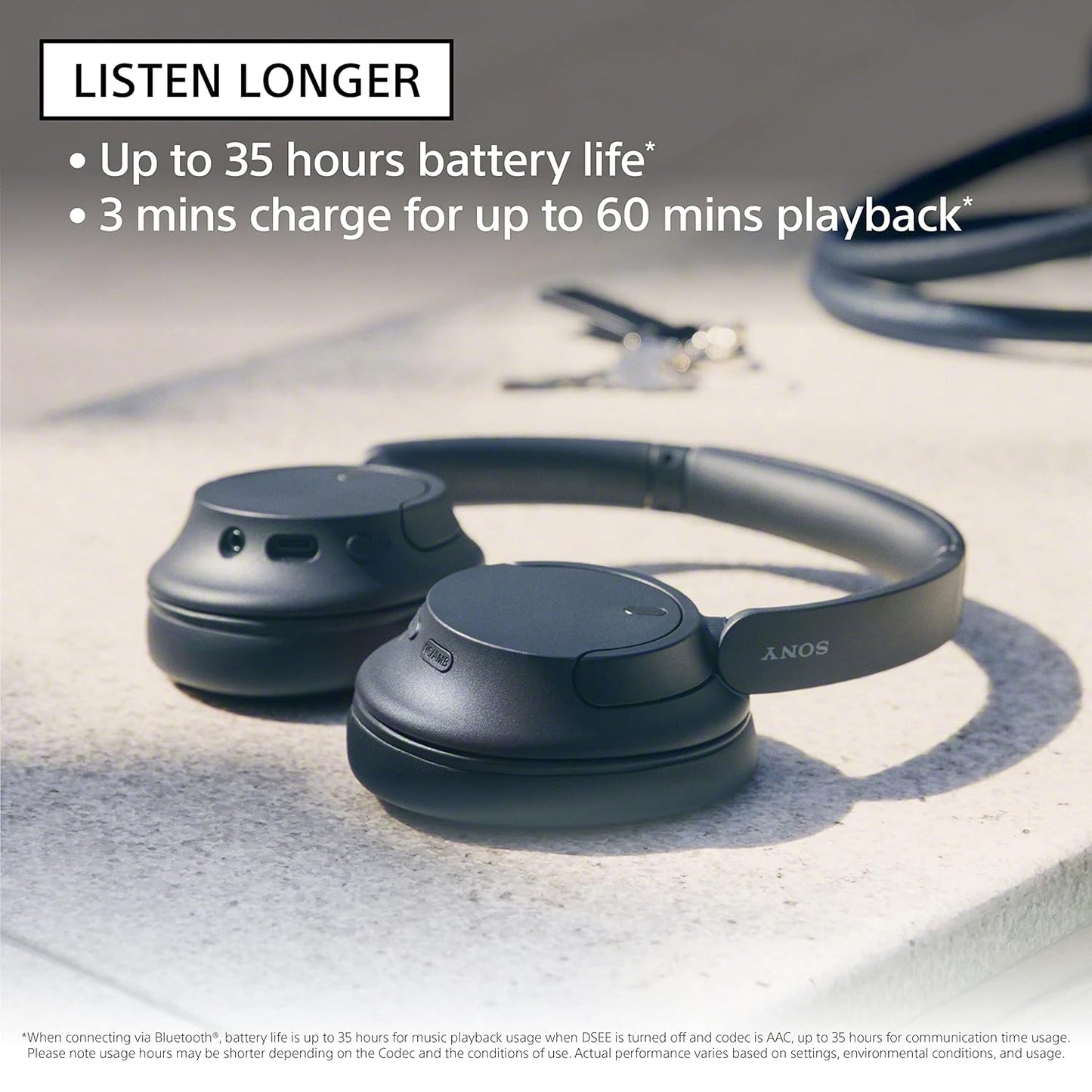 Sony WH-CH720N Active Noise Cancellation Wireless Bluetooth Over Ear Headphones with Mic, Adaptive Sound Control, Quick Charge, Up to 35Hrs Battery